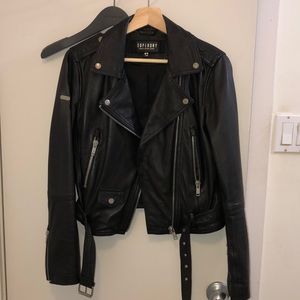 Superdry black leather jacket